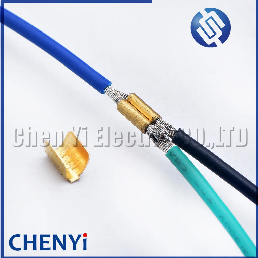 100 Pcs wire crimping brass terminal blocks wire docking and parallel terminals Copper strip joint For C-type U-type