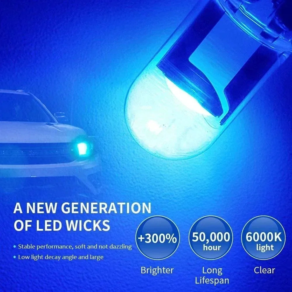 Car LED COB Bulb T10 W5W Signal Light 12V 7500K White Auto Interior Dome Reading License Plate Lamps Wedge Side Bulbs Amagi