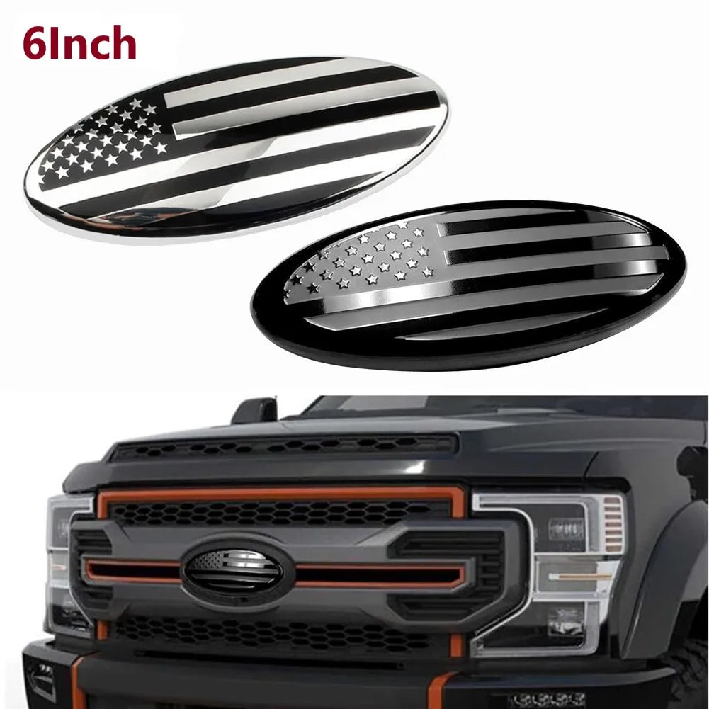 6 Inch Car Oval Front Grille Emblem For Ford F150 F350 FRONT GRILL Tailgate US Flag Oval Emblem Badge Car Decoration