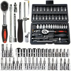 46pcs Complete Socket Wrench Tool Set for DIY Auto Repair and Household Tasks Amagi