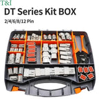 DT Series Deutsch Waterproof Connector Kit Repair Tool Portable Box Suit DT06-2/3/4/6/8/12S DT04-2/3/4/6/8/12P Terminal & Pliers