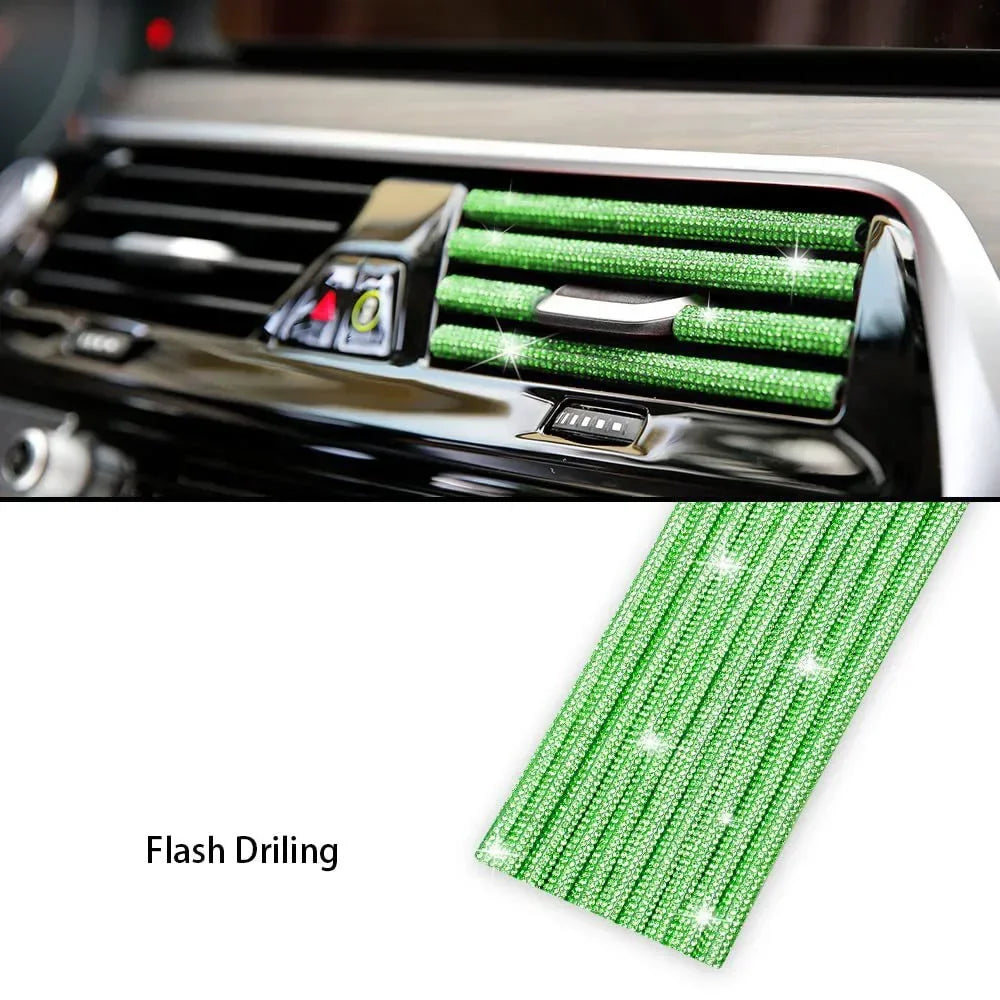 Car Vent Diamond Decorative Strip Fashion Luxury Car Air Conditioning Decoration Stripe Grille Sticker Accessories Amagi
