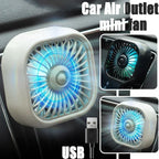 Mini Car Air Outlet Cooling Fan Adjustment Powerful USB Light Creative Low Noise Multi-function Mini Interior Fan Cooler Amagi