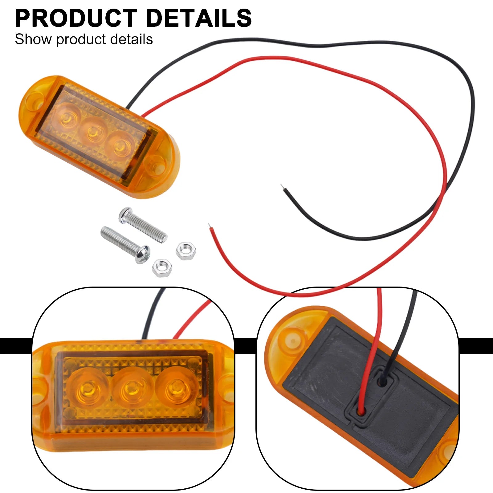 1PC LED Clearance Light Side Marker Truck Trailer Lorry Lamp Red White 12V 24V Oval Front Rear Clearance Indicator Lamp Car Part