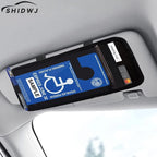 Portable Handicap Placard Holder for Auto Car Visor Disabled Parking Permit Sign Protector with 3 Pockets & 1 Pen Holder