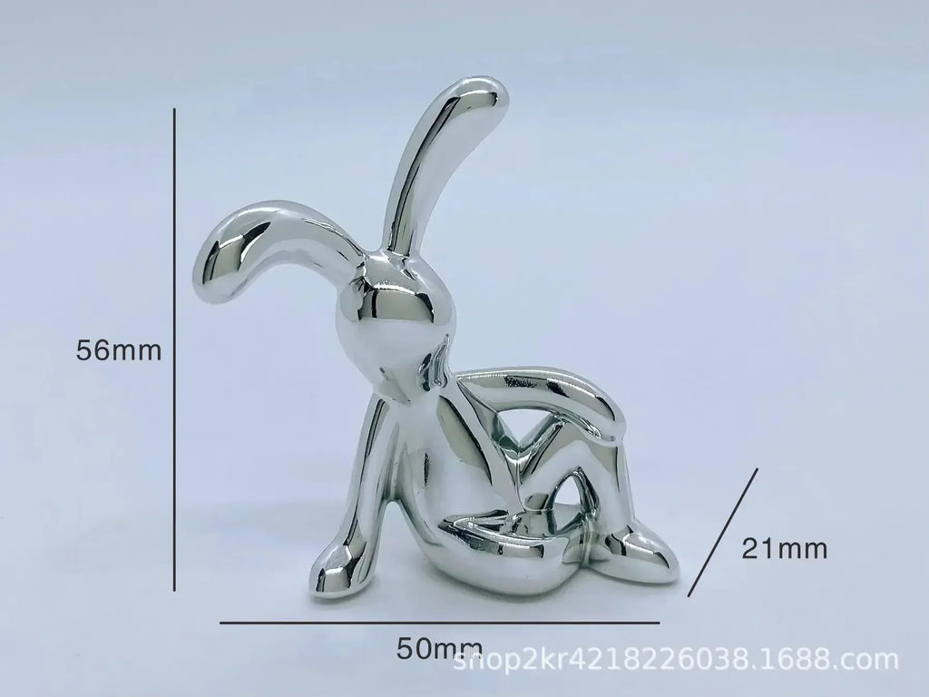 Rabbit Figurine Long-Eared Rabbit Statue Home Office Desktop Decoration Car Central Control Easter Bunny Art Ornaments Amagi
