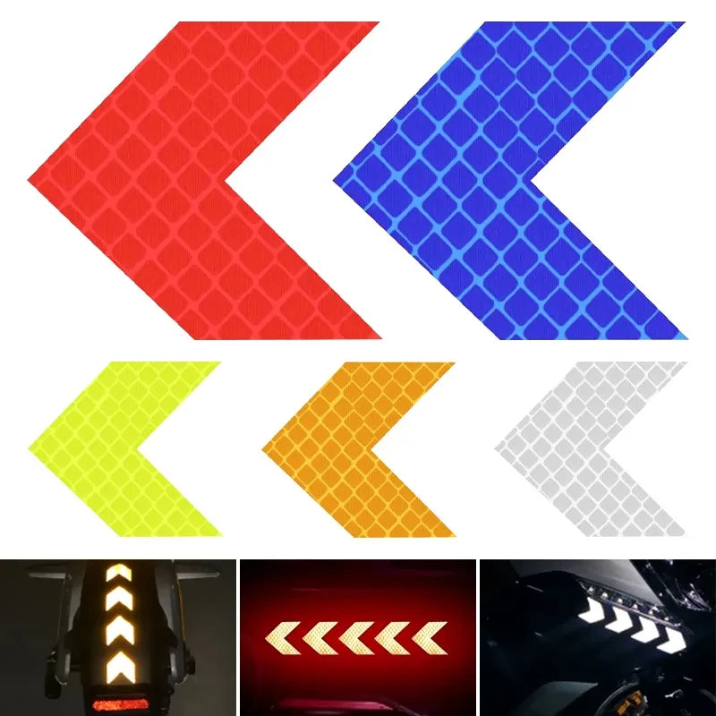 10 Pcs/Set Car Sticker Reflective Arrow Sign Tape Warning Safety Sticker for Car Bumper Trunk Reflector Hazard Tape Car Styling