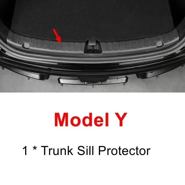 For Tesla Model Y Trunk Sill Protector Premium TPE Rubber Boot Bumper Guards with ABS Sides Bar Fender Cover for Enhanced amagi