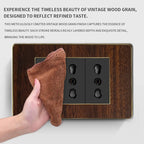 118-Type Retro Wood Grain Wall Plate – Black Plastic Spray-Painted Decorative Panel for Italy Standard Switch & Socket