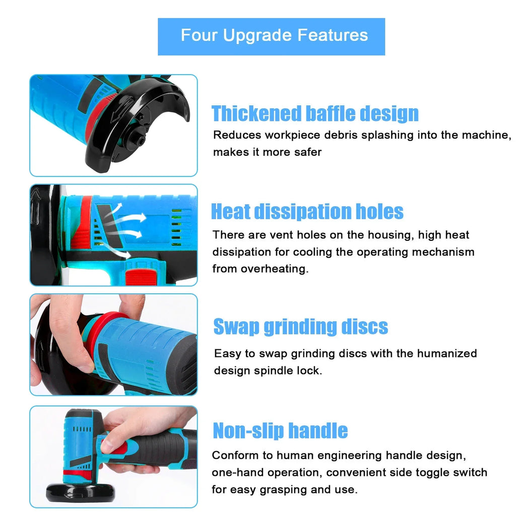 19500RPM Cordless Electric Angle Grinder 12V Rechargeable Mini Polishing Grinding Machine Multifunction Diamond Cutting amabilis