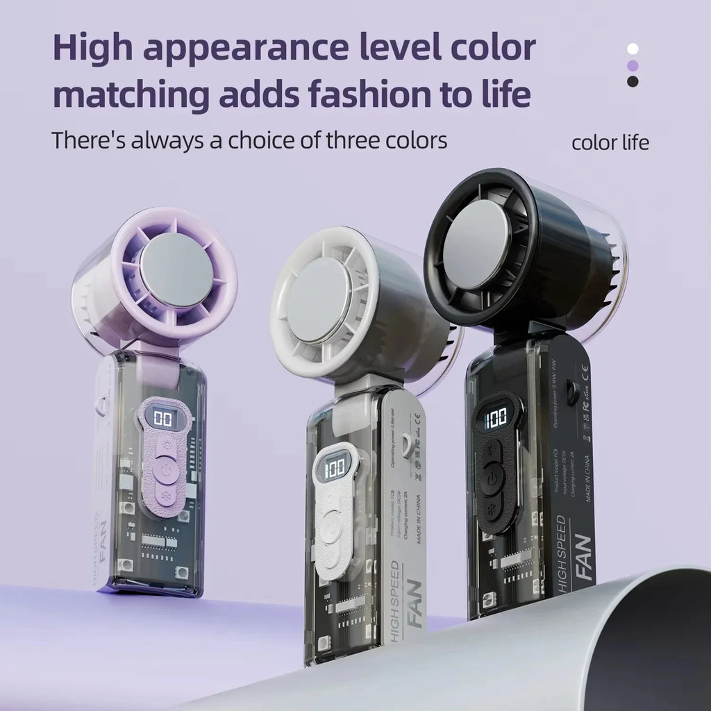 Motorcycle High-speed Cooling Handheld USB Rechargeable Portable LED Digital Display Mini Fan Ice Compress Fan Power Bank Amagi