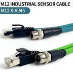 M12 X-Code 8Pin Male to RJ45 Gigabit Ethernet Cable 10Gbps IP67 Shielded - Industrial CAT6A Network Wire for Robotics & Harsh