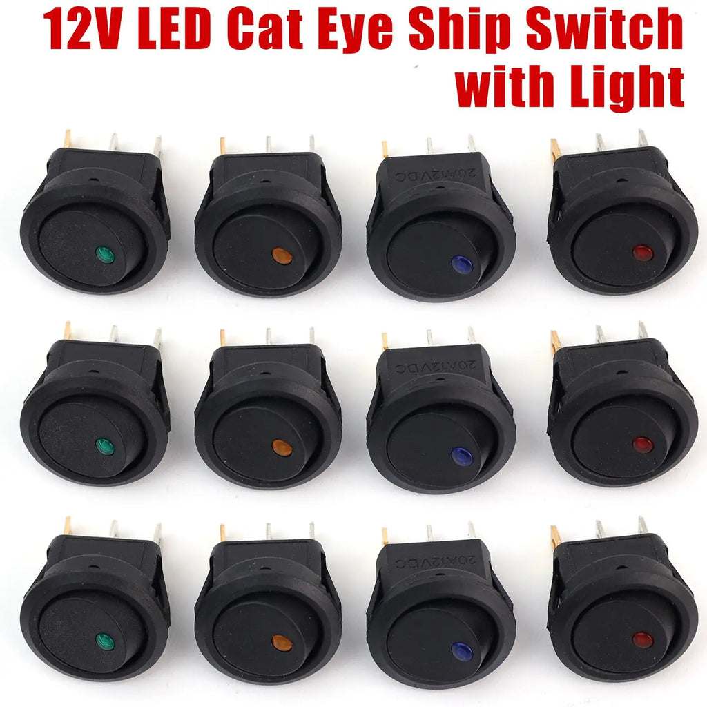Automotive Rocker Switch 12V 3 Pin Cat Eye LED Light ON OFF Toggle Dash Replacement for Car Motorcycle Marine Boat RV Parts New