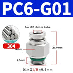 Stainless Steel PC-G Pneumatic Push-In Fitting, Straight Male G Thread Air Tube Connector for Air Compressor & Pneumatic Systems