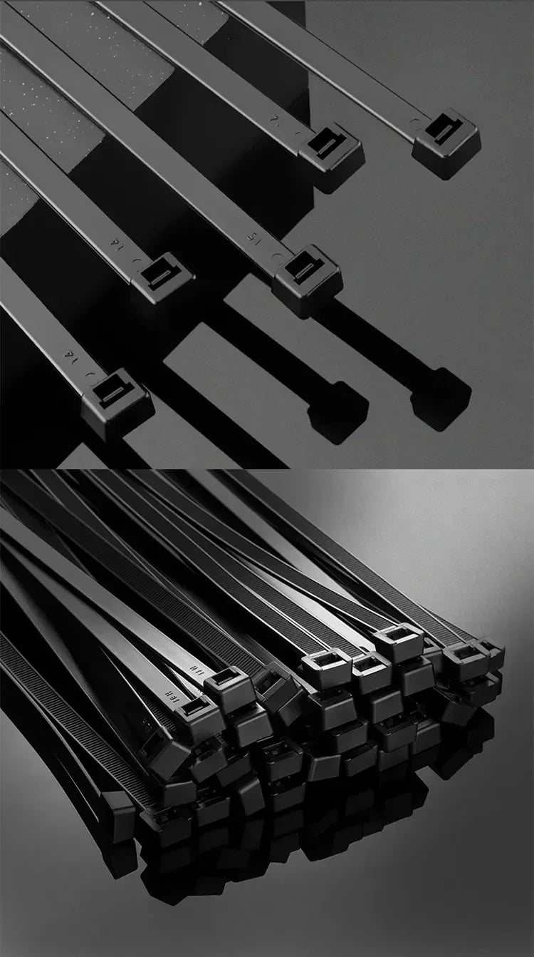 Heavy Duty Self-Locking Nylon Cable Ties 5x200 5x500mm Black, Weatherproof Zip Ties for Electrical Industrial Home Use,Bulk Pack