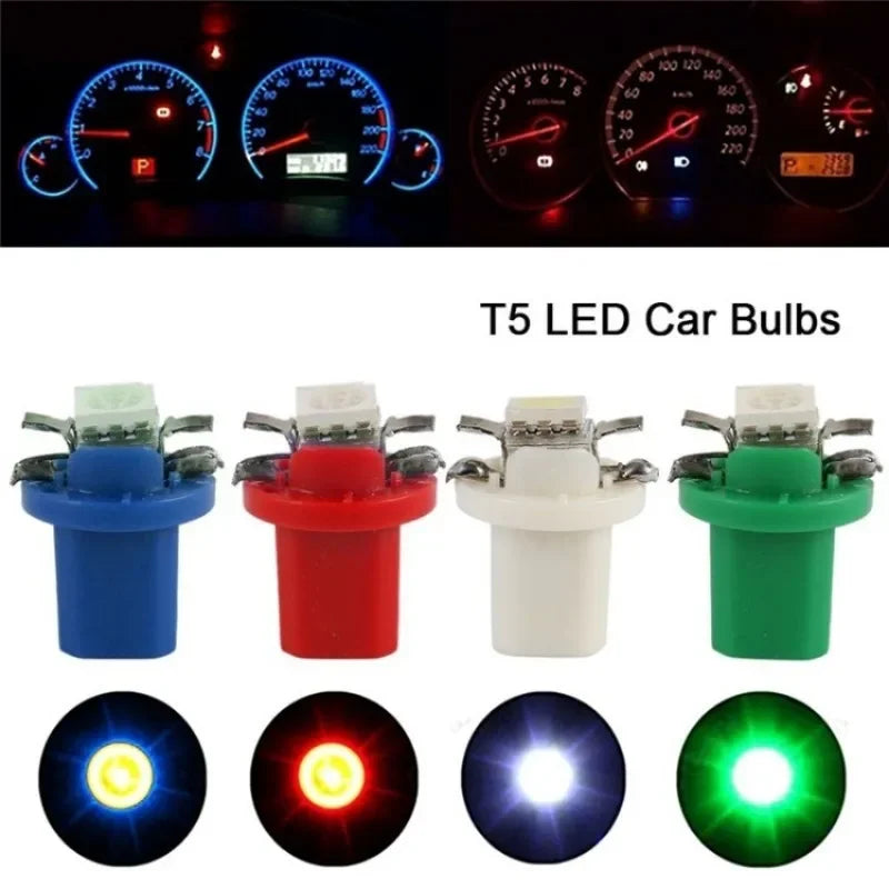 T5 LED Car Bulbs B8.5d Auto Car Dashboard Speed Lights Bulb Car Interior Lamp Accessories Dashboard Side Switch Lamps 12V