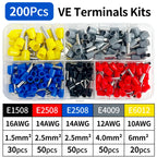 200-1900Pcs E0508/E7508/E1008 Crimp Terminals | Pre-Insulated Ring Connectors for Electrical Wiring & Industrial Use