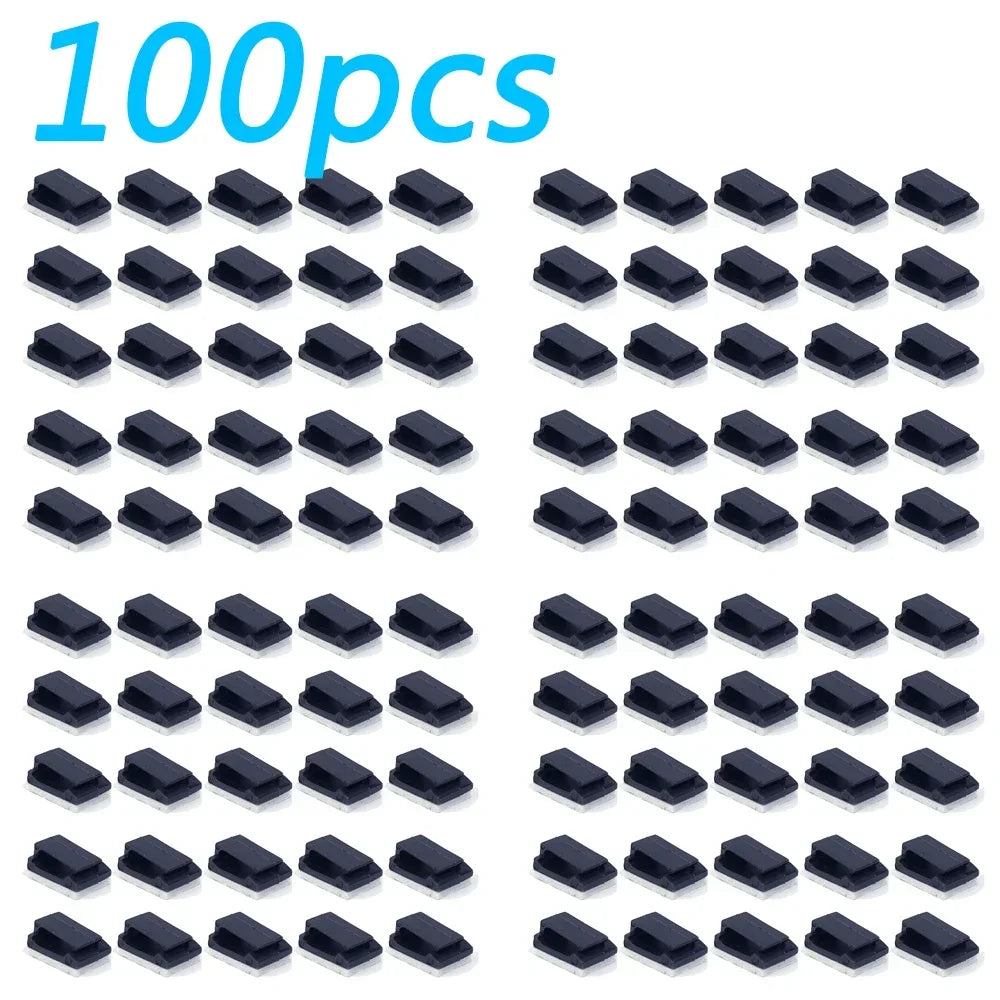 1-100Pcs Cable Clips Organizer Car Dashboard Self-Adhesive Drop Wire Holder Cord Manager Car Fixed Clamp Wire Clip Accessories