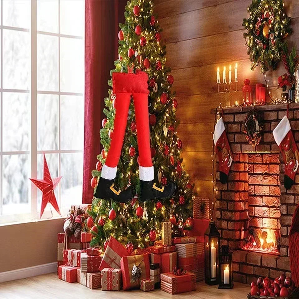 1PC New Year Car Christmas Elf Santa Legs Decoration Christmas Decor for Home Xmas Tree Pendants Ornaments Happy Gifts Amagi