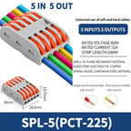 SPL-42/62/63/82/93 3/2-in 8/6/4-out Fast Wiring Terminal Multi-functional Parallel and Branch Docking Terminal Wire Connector