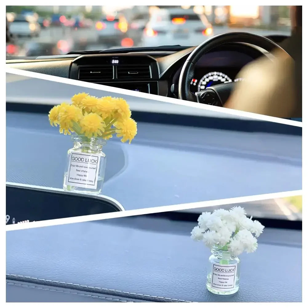Car Interior Decoration Auto Dashboard Gadgets Ornament Cute Simulation Flowers Vase Sakura Gypsophila For Girl Woman Amagi