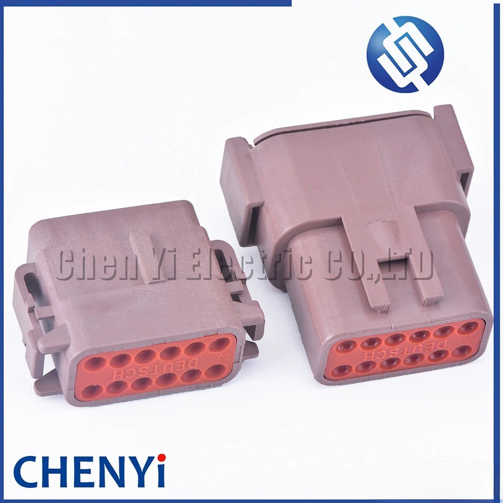 brown Deutsch 12 Pin Sealed waterproof connector DTM06-12SD DTM04-12PD Automotive Connector Heavy Truck Wiring Harness Plug