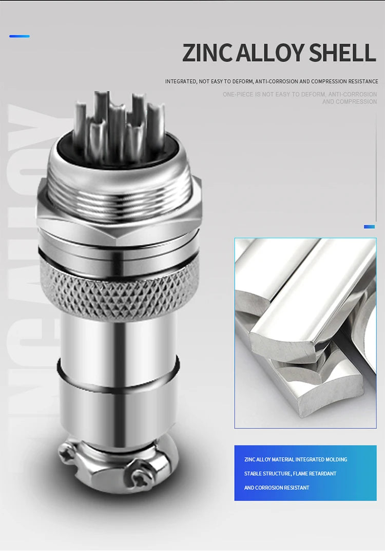 5Pcs GX12 Aviation Connector Plug Socket 2/3/4/5/6/7 Pin Male Female Panel Mount 12mm Circular Metal Wire Adapter Nut Type