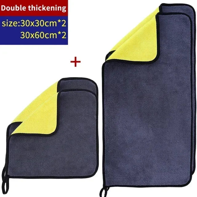 Microfiber Cleaning Towel Thicken Soft Drying Cloth Car Body Washing Towels Double Layer Clean Rags Car Accessories Amagi