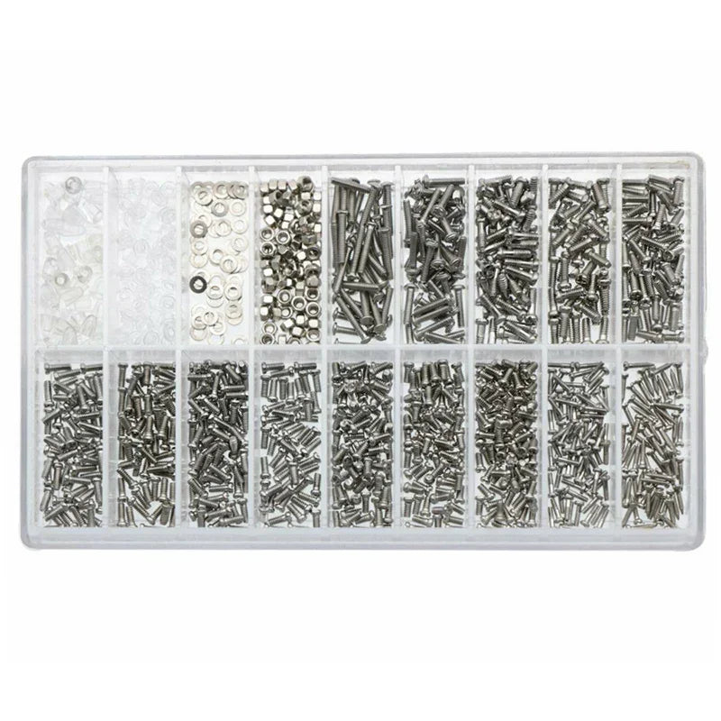 Glasses Watch Repair Kit 1000pcs Screws, Dual Head Screwdrivers & Precision Tweezers Set for Eyewear Jewelry Fix Tools with Case