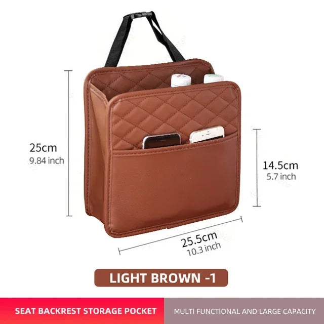 2/1pcs Multifunction Car Seat Hanging PU Leather Storage Bag Organizer Rear Seat Hanging Pouch Tissue Box Trash Dustb Accessorie