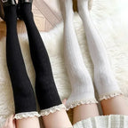 Sweet Lace Thigh High Socks Japanese Style Knitted Long Socks JK Lolita Black White Stockings Women Girls Amagi