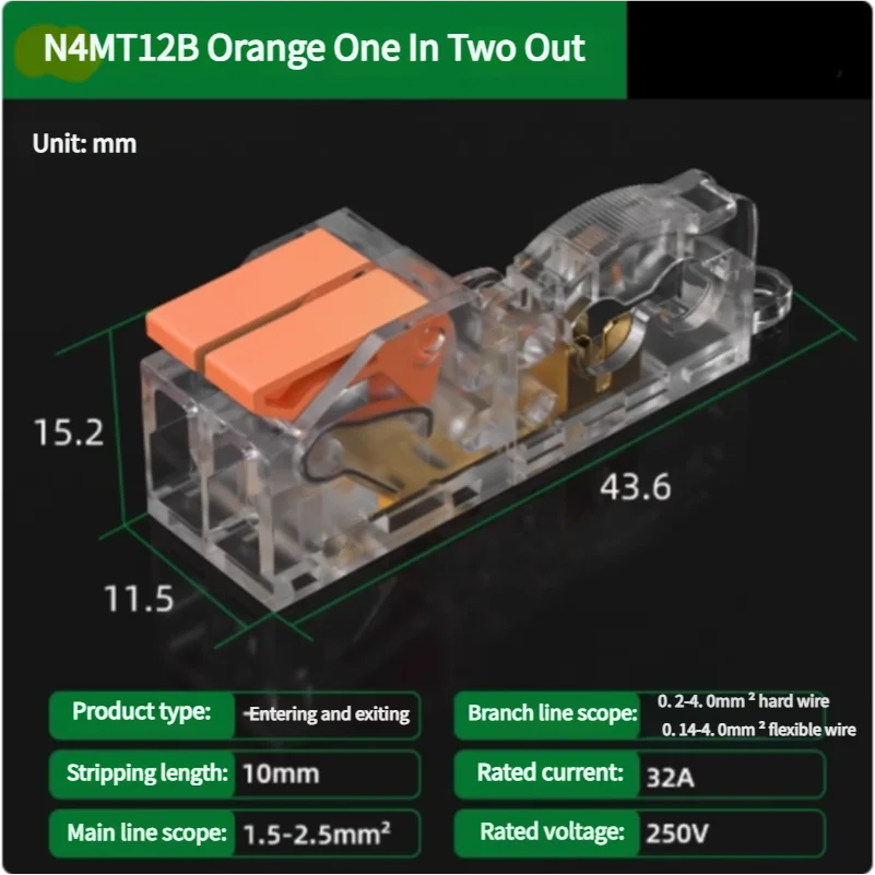 T-Type No-Stripping Quick Wire Connector Terminal Block ,Wire Splitter/Combiner Fast Connector for Household Electrical Wiring