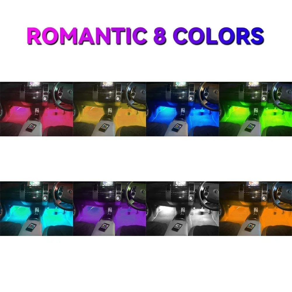 Car RGB LED Strip Light Automotive Interior Foot 36/48 LED APP/Remote/Voice Control Atmosphere Decorative Lamp Ambient Amagi
