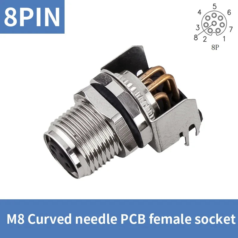 5/10 PCS M8 Straight/Curved Pin Aviation Plug Sensor PCB Bonding Plate Male and Female Socket Waterproof Connector 3/4/5/6/8P