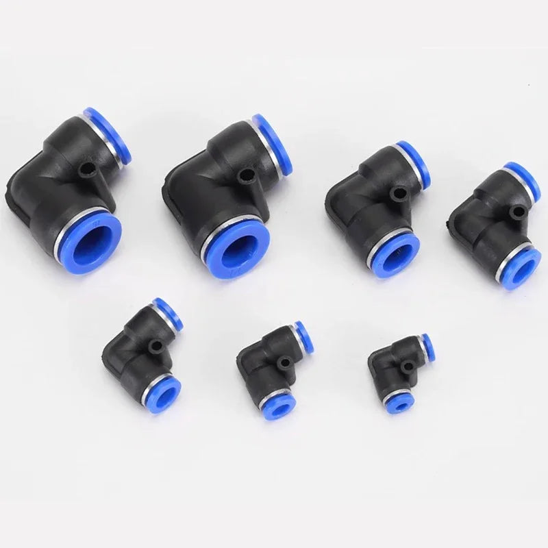 10PCS PV Elbow Pneumatic Quick Fitting, 4/6/8/10/12mm Air/Water Hose Push Connector for Industrial, Heavy Duty Leak-Proof Seal