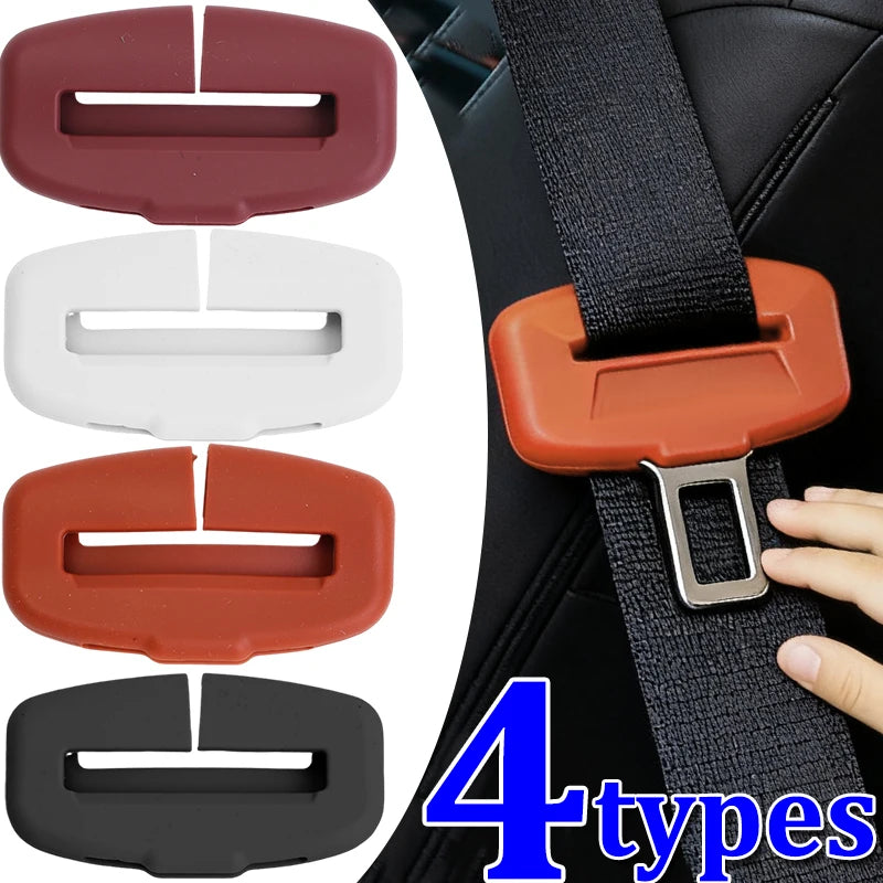 4types Silicone Anti-Collision Case Seat Belt Buckle Protector Soft Silicone Protection Anti Scratch Seat Belt Buckle Accessory