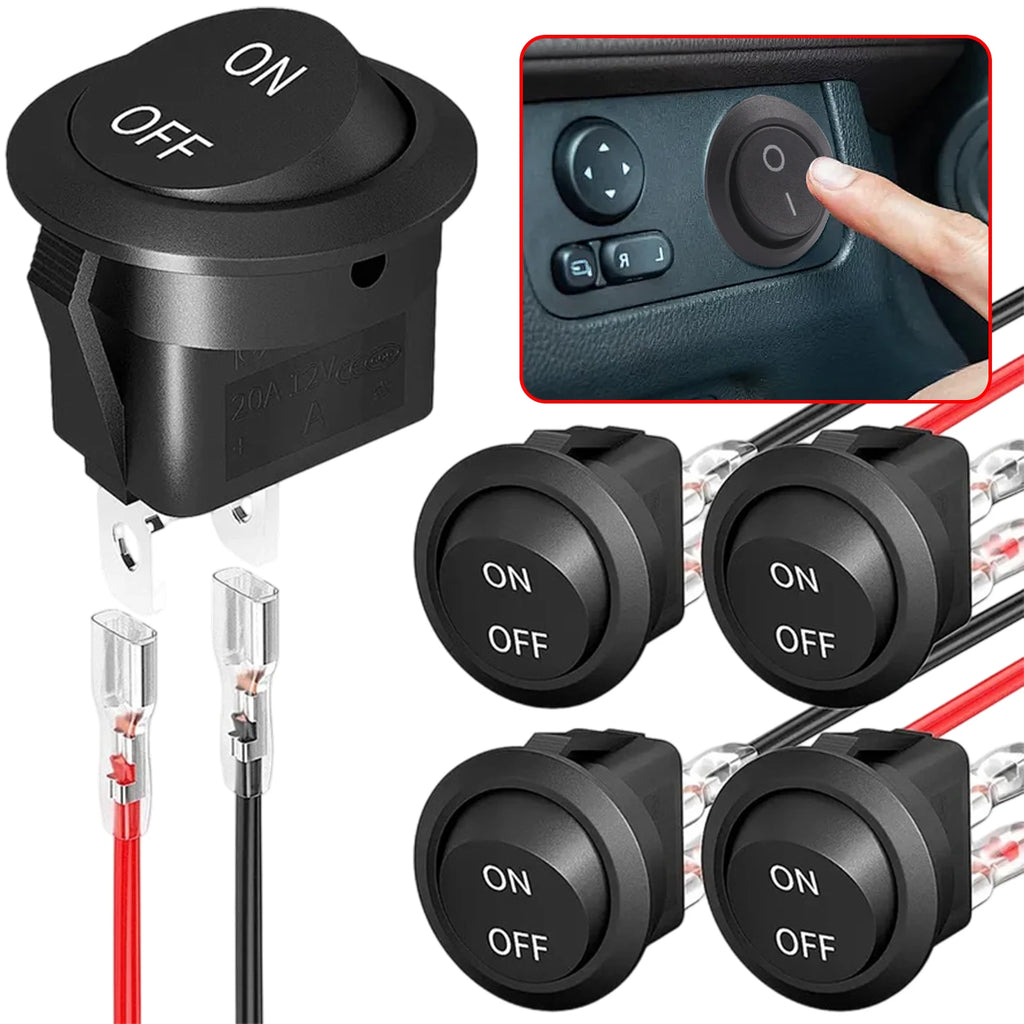10/1Pcs Round Rocker Switch ON/Off SPST 2Pin Latching Toggle Switch Snap Boat Car Round Switches Pre-Wired 6A/250V 10A/125V