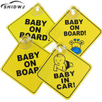 1PC Baby On Board Sign with Suction Cup Car Window Yellow REFLECTIVE Warning Sign 12CM Safe Driving Accesorios