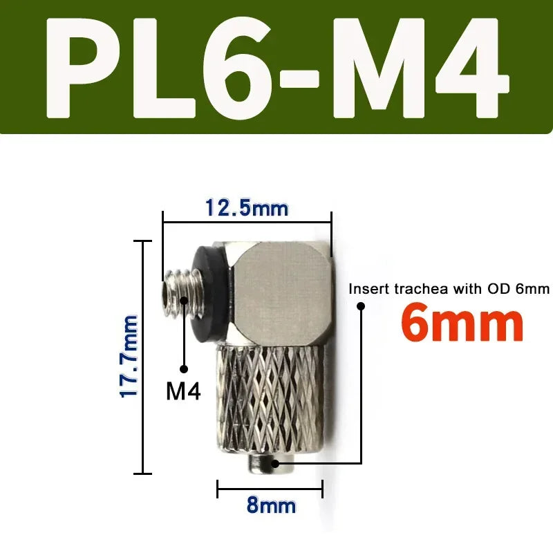 Mini Pneumatic Pipe Connector PC PL Screw Through Quick Fitting Fast Twist Joint ,Male Thread M3 M4 M5 M6 - Tube OD 3mm 4mm 6mm