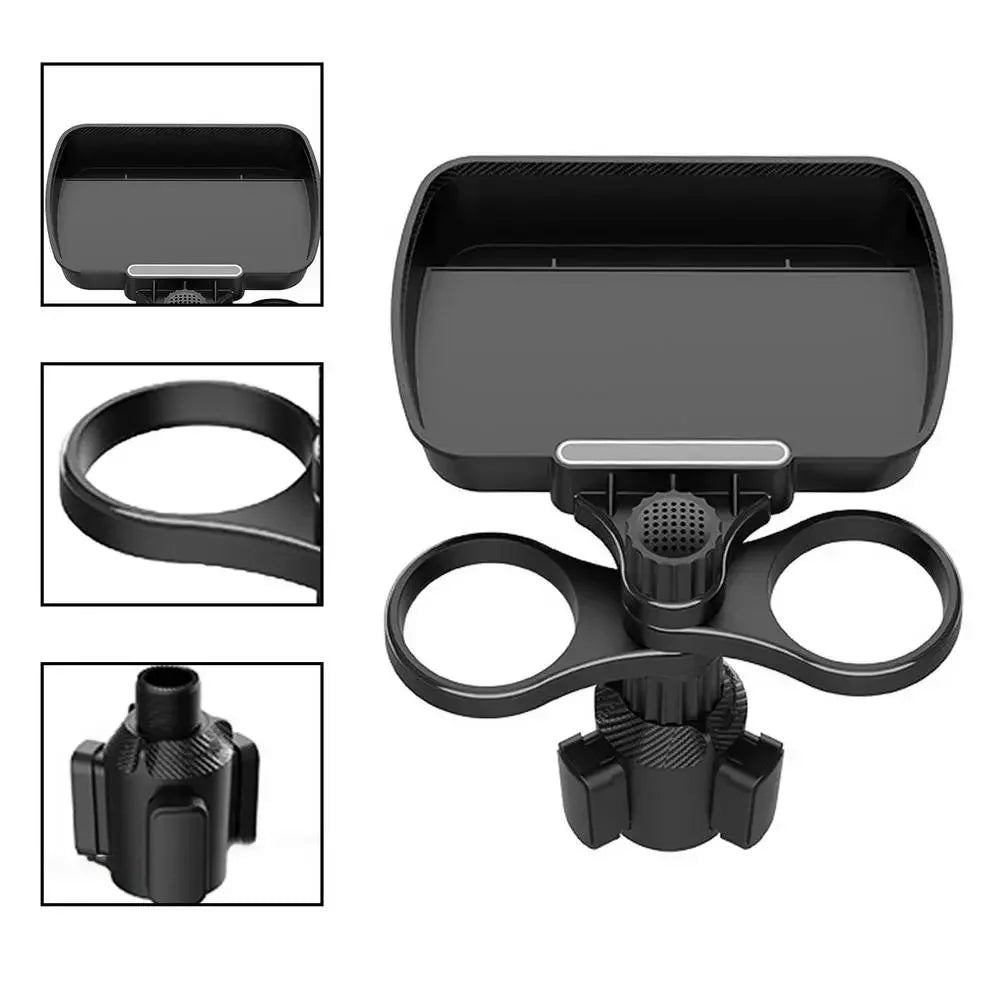 Car 360-Degree Rotating Dual-Cup Holder with Phone Stand and Expandable Base - Fits Most Round Car Cup Holes Accessories Amagi