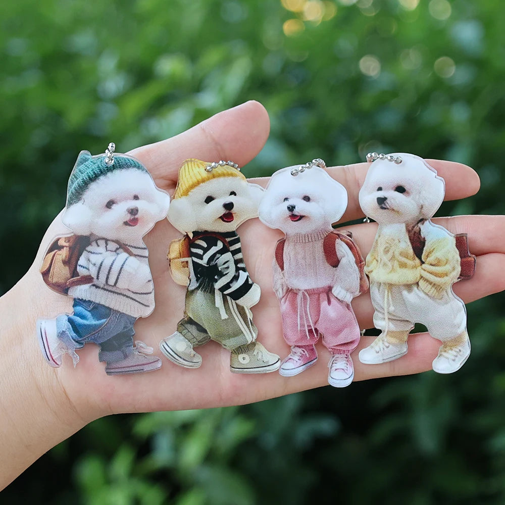 Creative Car Hanging Ornaments Puppy Man Backpack Gifts for Women Men Car Decoration Accessories Keychain Pendant Cute Teddy Dog