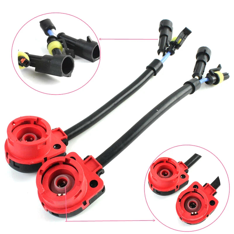 D2S D2R HID Bulb Retrofit AMP Type Aftermarket Ballast Adapter Converter Socket Wire Cable Connector Relay Harness Adapter