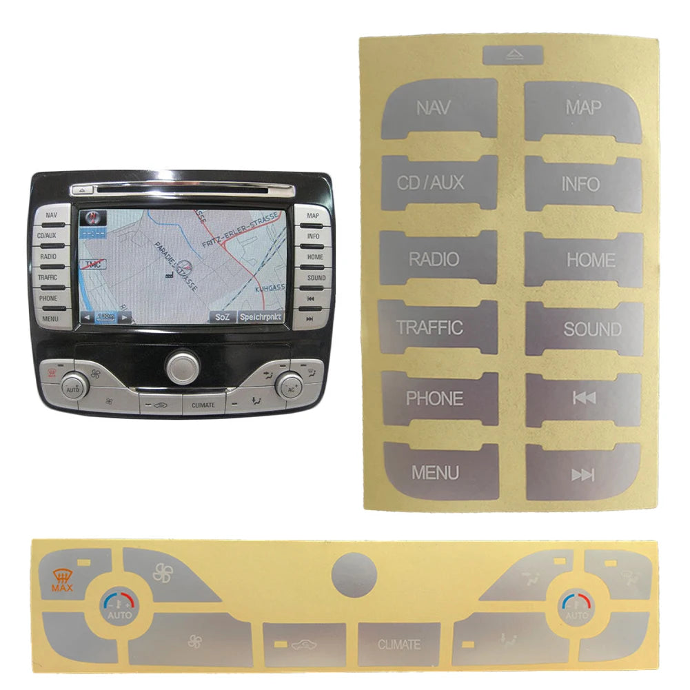 High Quality Silver Stickers To Repair The Buttons Radio +AC Repair Sticker For FORD For S-Max 2011 Buttons Stickers Decals
