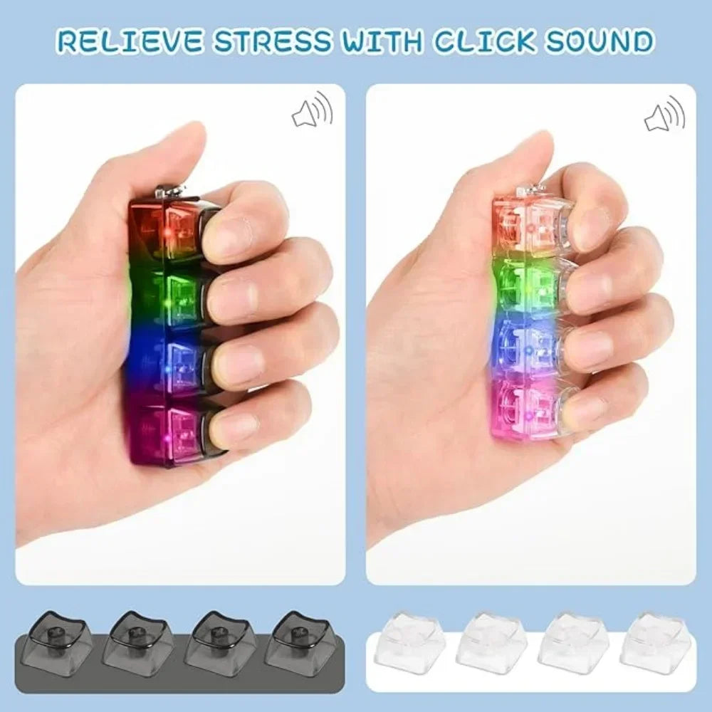 Keyboard Keychain Light Up Keyboard Keychain Stress Relief Clickable 4LEDs Button Toy for People with Anxiety Desk Decor Amagi
