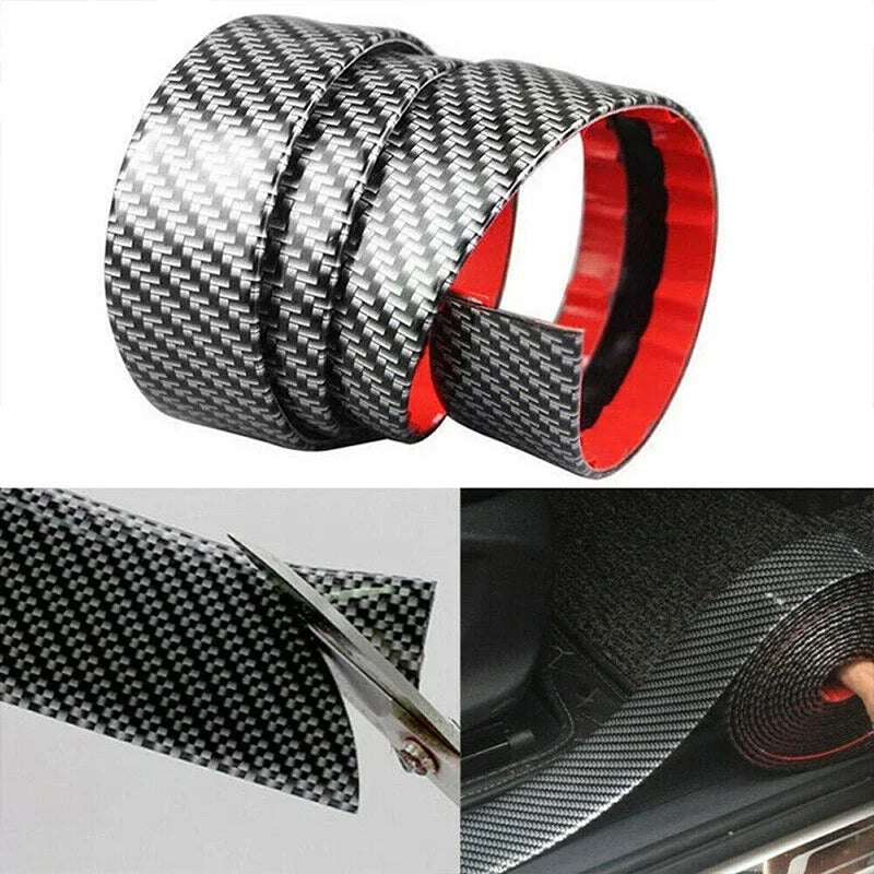 Carbon Fiber Car Stickers Doorsill Bumper Threshold Step Protector Guard Strip Sticker Anti Scratch Strips Film Universal Tools