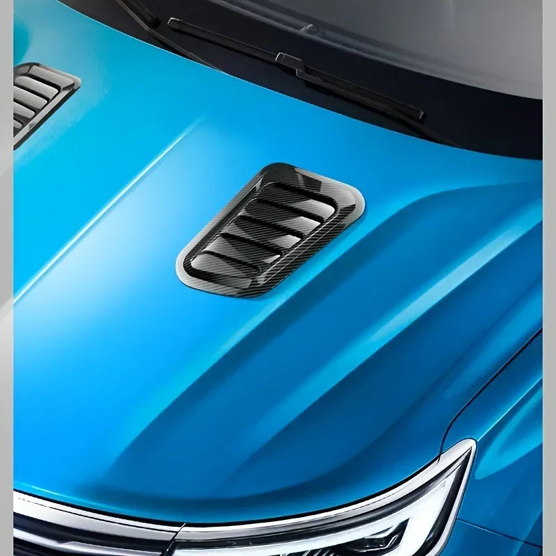 Universal Carbon Fiber Car Decorative Cell Air Flow Intake Hood Scoop Bonnet Vent Cover Stickers Decoration Styling Amagi