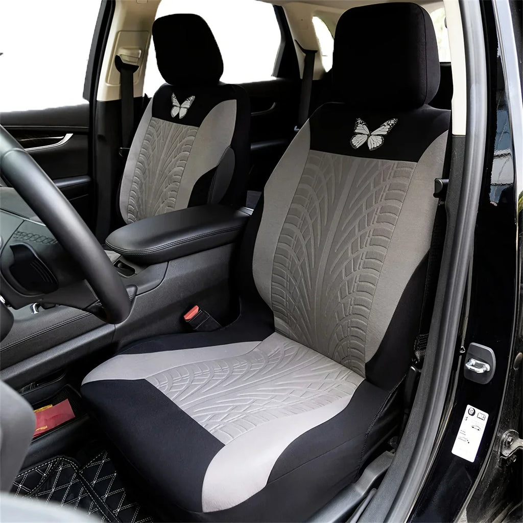 Car Seat Covers Set Universal Fit Most Cars with Butterfly Pattern Tire Track Detail Styling Protector Covers for the Car Amagi
