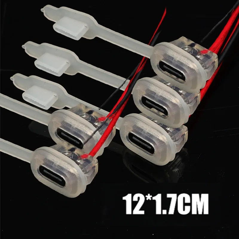 2pin USB Type C 3A Input Type Charging Socket with LED Lights Plate Waterproof Power Port TYPE-C Female Connector Jack