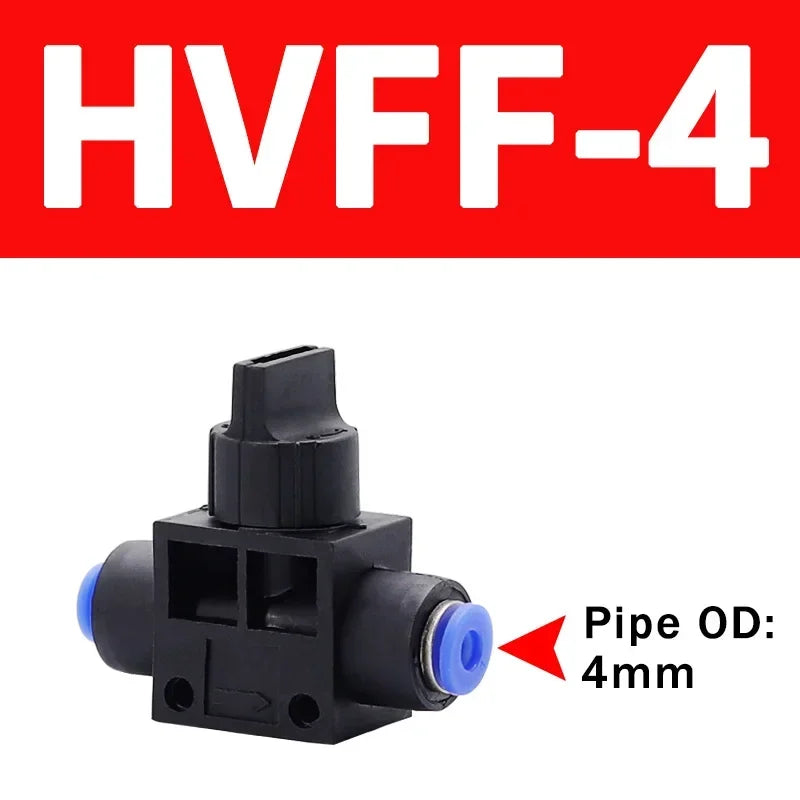 10/50/200 PCS HVFF Air Manual Valve 4mm 6mm 8mm 10mm 12mm, Pneumatic Push In Quick Joint with Manual Current-Limiting Control