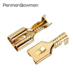 50 Pcs Brass Gilded 6.3MM Female Flat Plate Barbed Car Relay Spade Crimp Terminal Brass Wire Connector